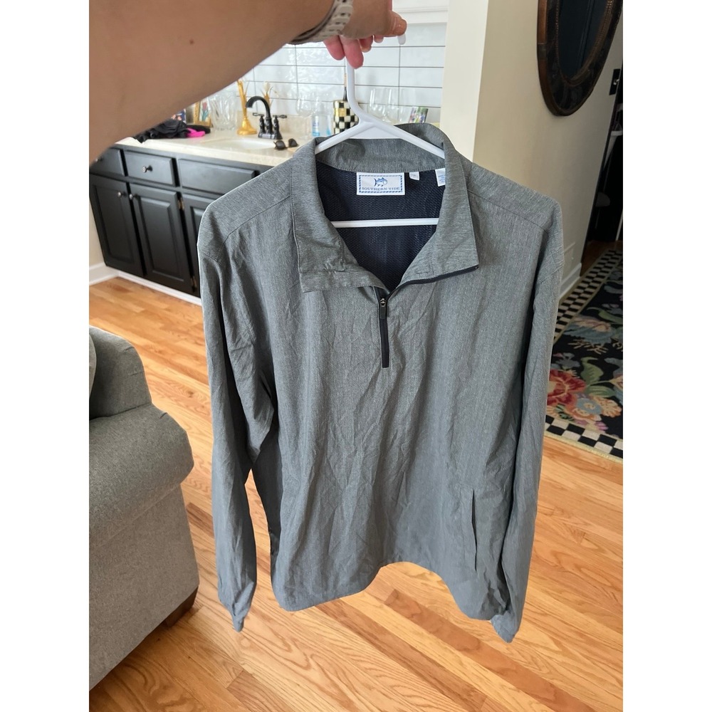 Southern Tide UPF Heather Gunmetal Quarter Zip Pullover‎ men's Size large